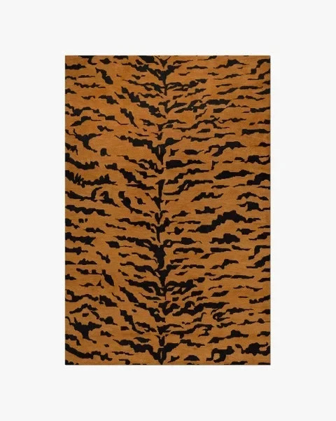 Nordic Knots Tiger Print Rust Black Brown Rug New Zealand Wool Hand-Tufted Rug