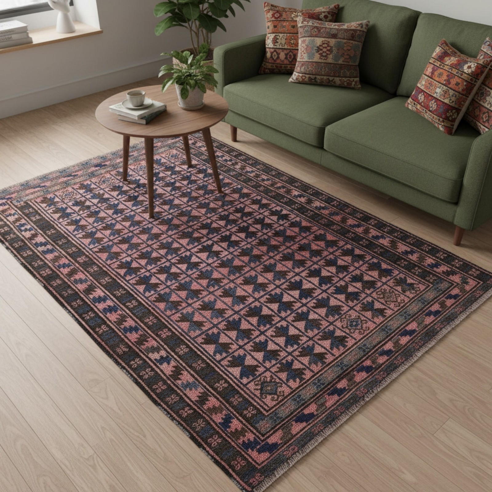 Taimani Afghan Baluchi Rug – Handmade Wool Geometric 5×6.11 Area Rug