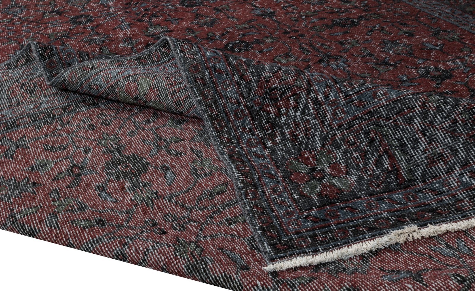 6.5×10.6 Ft Vintage Handmade Turkish Rug Over-Dyed in Red for Modern Interiors
