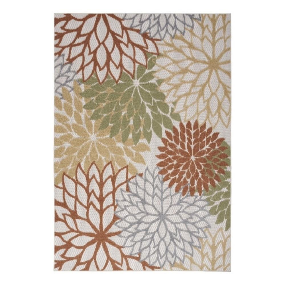 Pemberly Row 42×66″ Outdoor Polypropylene Fabric Rug in Ivory/Multi-Color