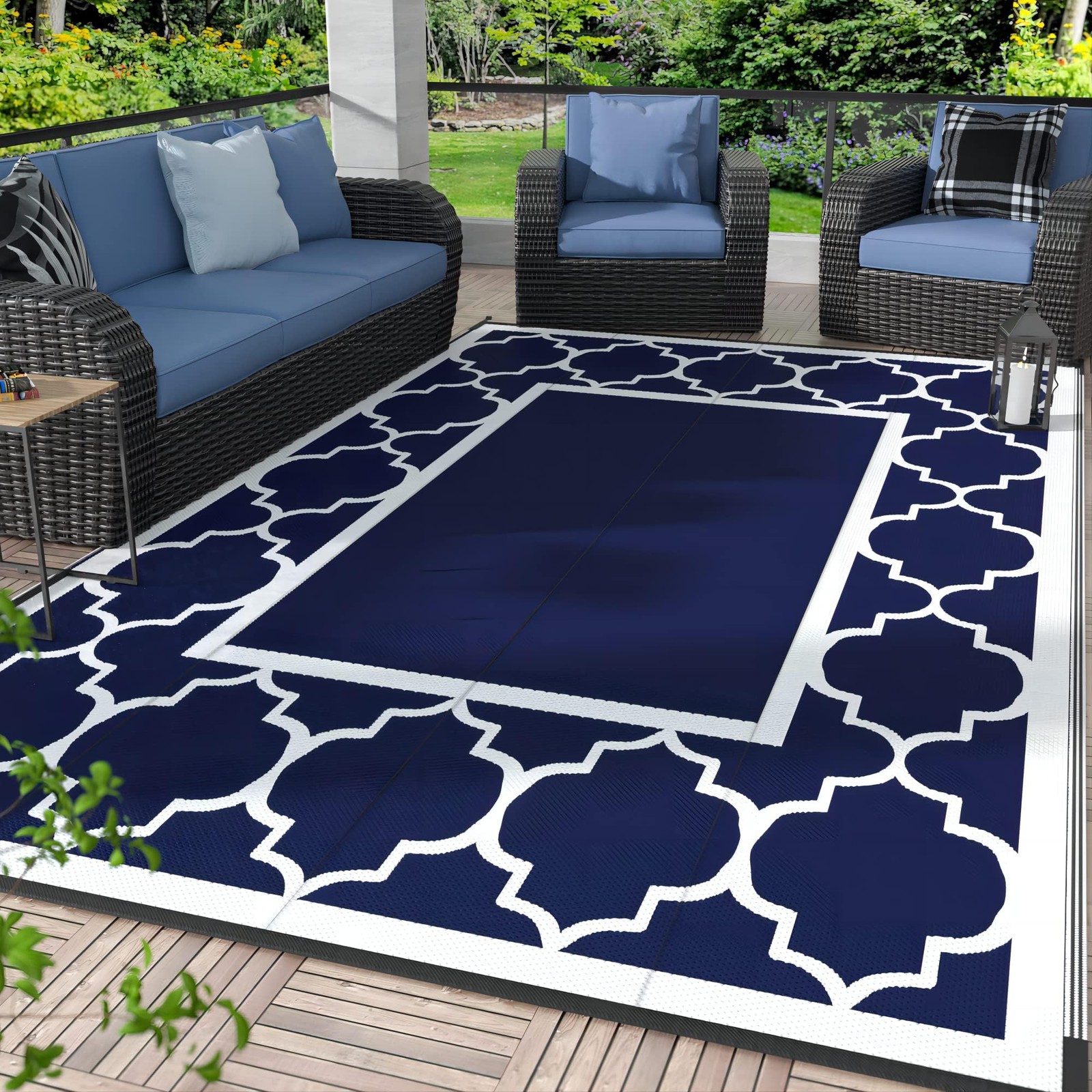 GENIMO 5′ x 8′ Outdoor Rug Waterproof for Patio Decor, Foldable Reversible Pl…