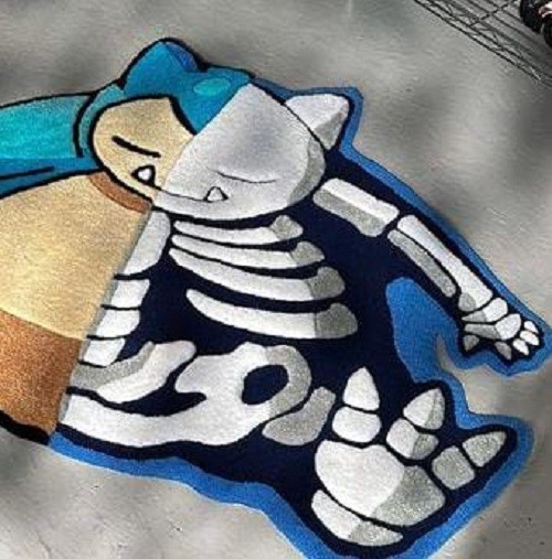 Unique Snorlax Skeleton Rug – Half Cartoon, Half Skeleton Design carpet