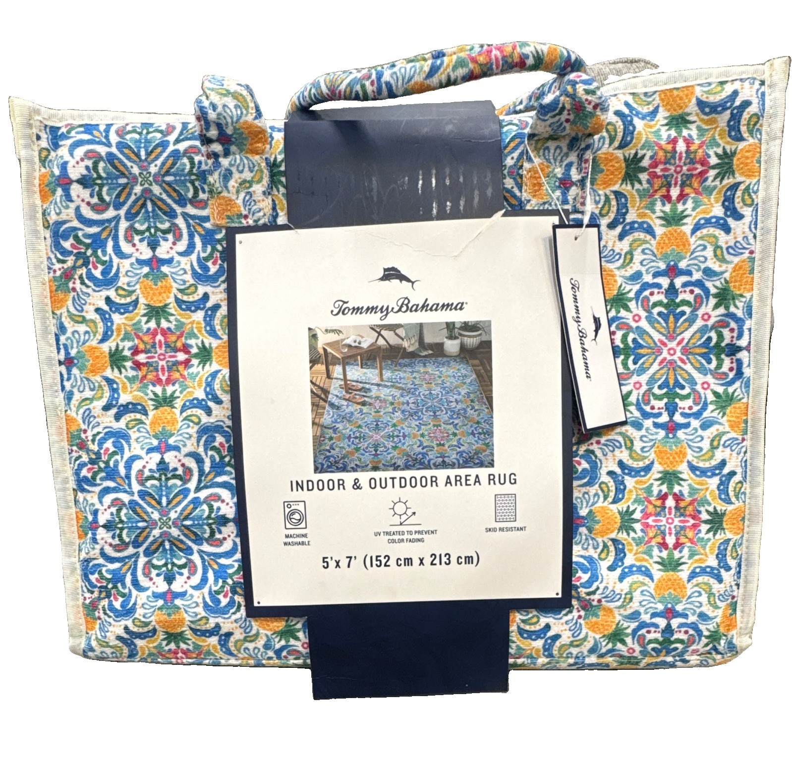 Tommy Bahama Palm Beach (5×7 F) Indoor/Outdoor Area Rug Floral UV Skid Washable