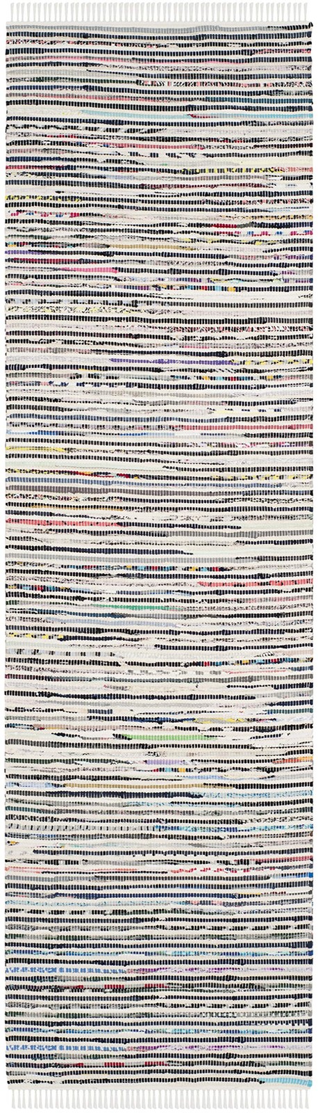 Rag Rug Collection Runner Rug – 2’3″ x 6′, Ivory & Multi, Handmade Boho Strip…