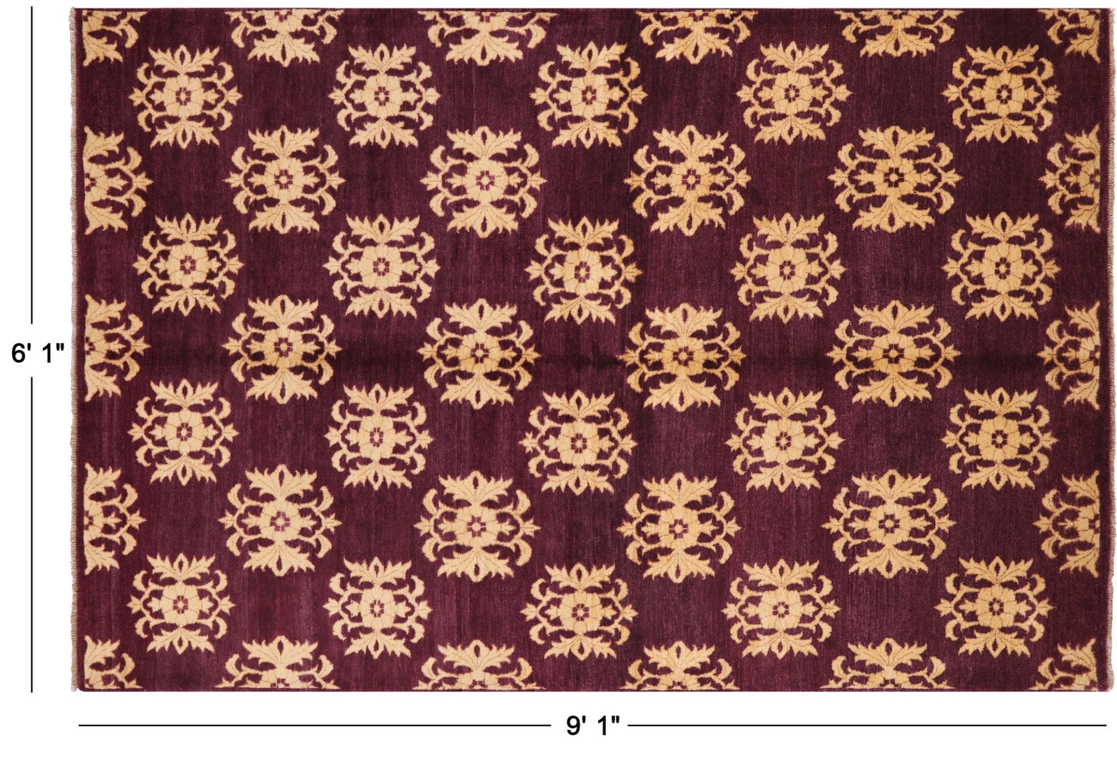 Gabbeh Hand-Knotted Wool Rug 6′ 1″ X 9′ 1″ – W1437