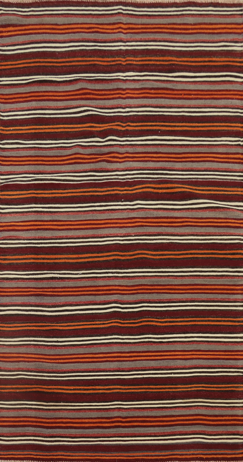 Living Room Kilim Area Rug 5×11 Wool Striped Vegetable Dye Reversible Carpet