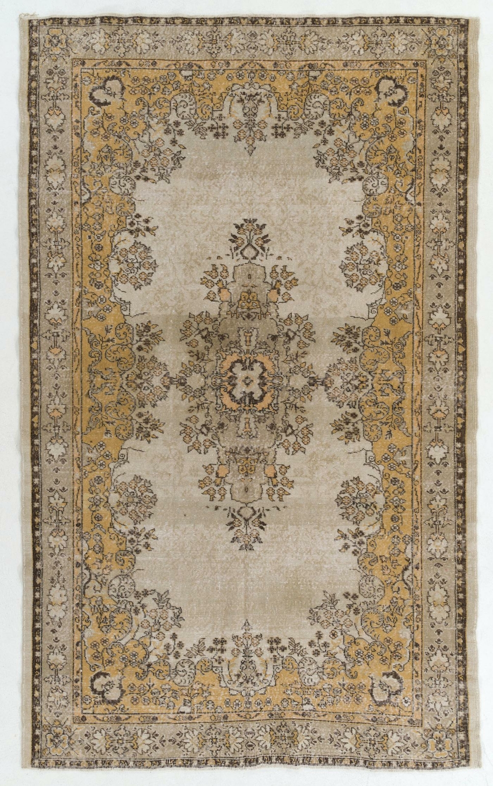6.7×10.6 Ft Hand-Made Vintage Anatolian Oushak Rug, Woolen Floor Covering