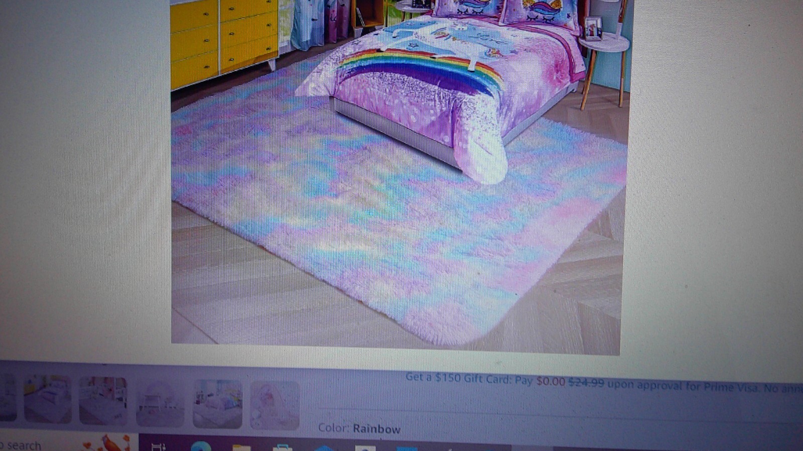 Foxmas Rainbow Rug for Girls Bedroom 4×6 Feet Area Rug Tie Dye Rugs for Girls