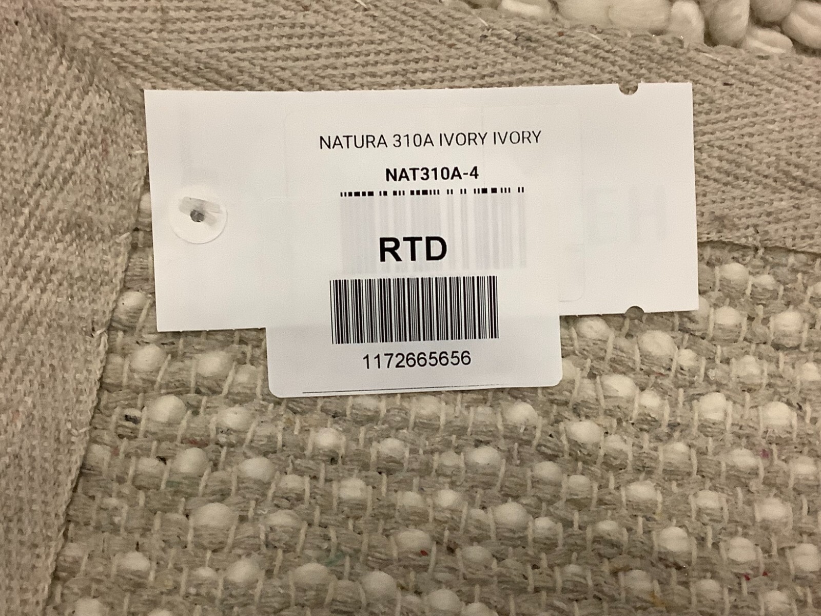 IVORY / IVORY 4′ X 6′ Flaw in Rug, Reduced Price 1172665656 NAT310A-4