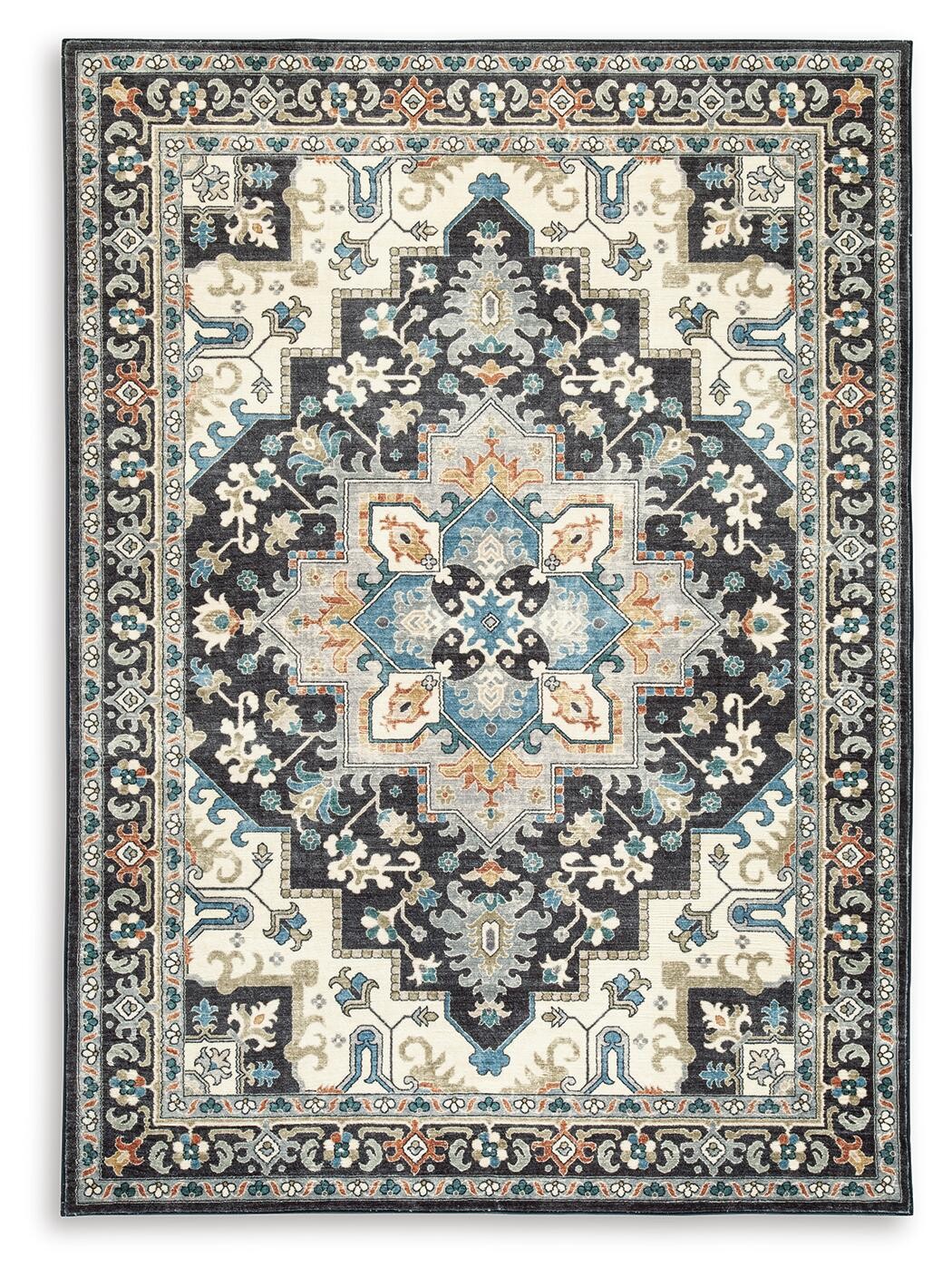 Signature Design by Ashley Leningston Traditional Washable Area Rug, 5′ x 7′,