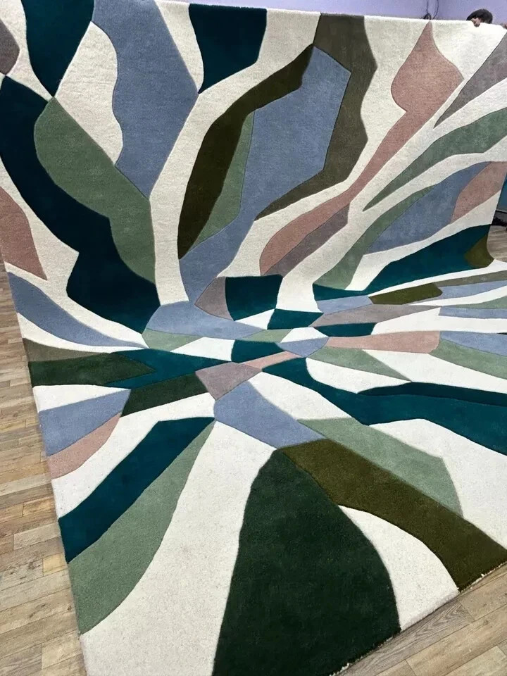 Modern Abstract Wool Area Rug Hand Tufted Contemporary Living Room Carpet