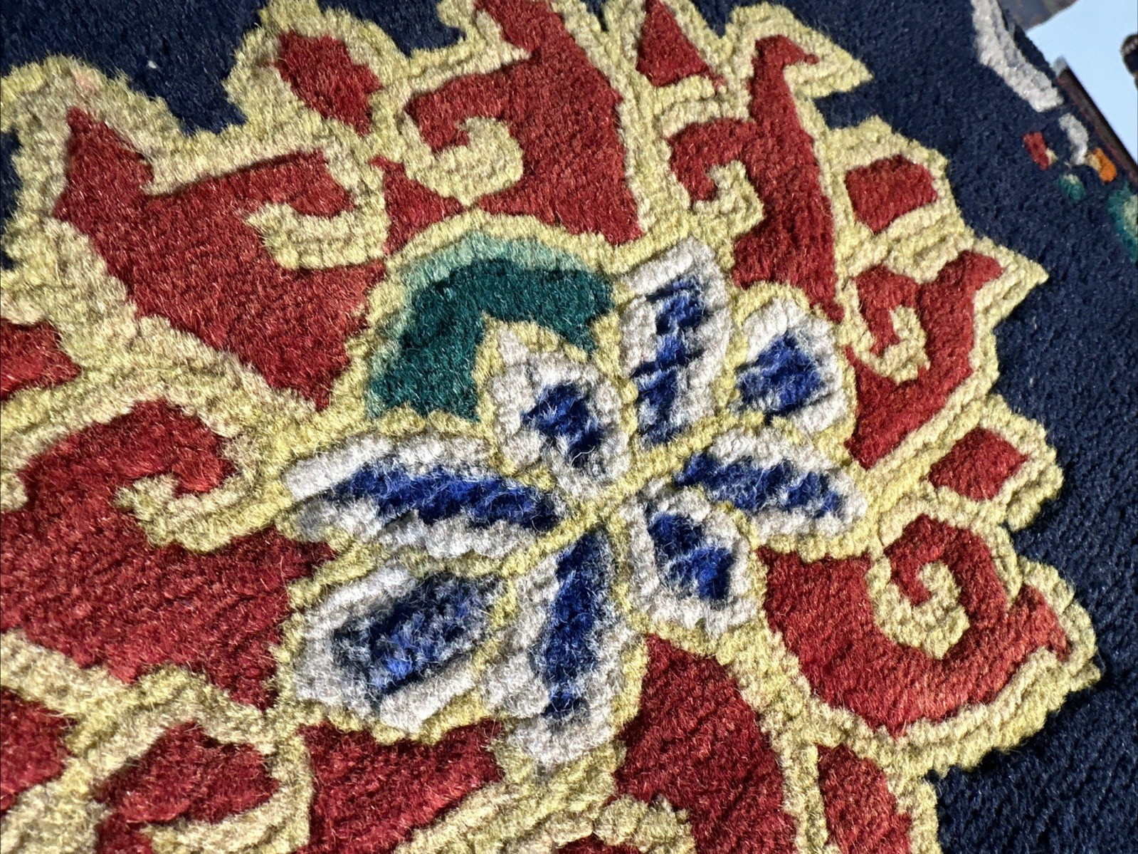 Auth: Antique Tibetan Mat Lotus Meditational Elegance ZEN Beauty Blue 15×20