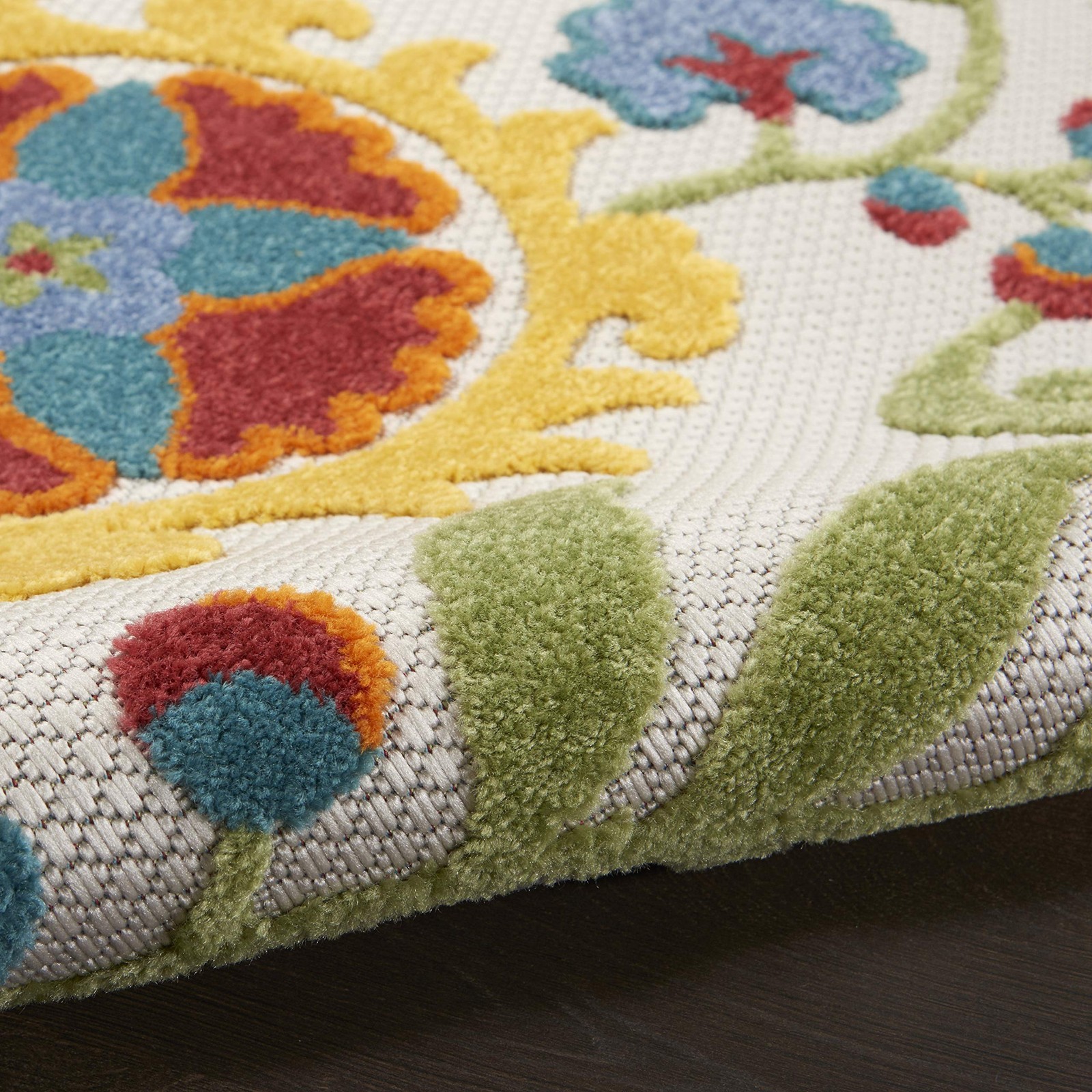Nourison Home Aloha Ivory Multicolor 53 X Round Area Rug – Non Shedding
