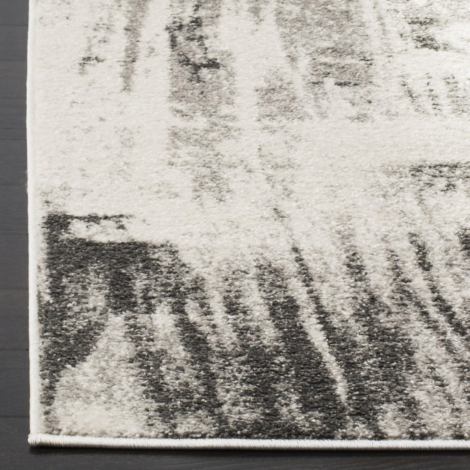 X-Large Ivory & Grey Modern Abstract Area Rug – 11′ x 15′ for High Traffic Areas