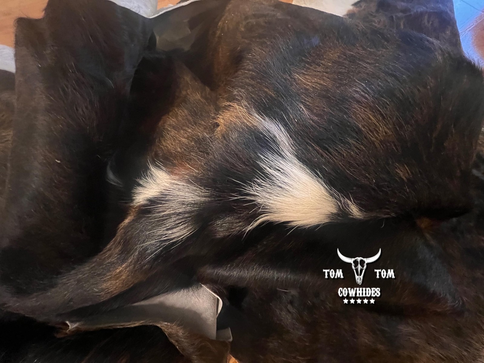 Tom Tom Cowhides Premium Cowhide Rug 6X6 Ft Brindle Luxury Decor