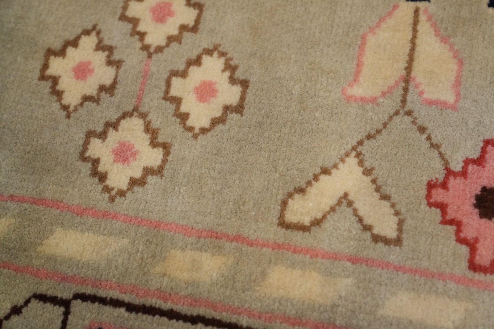 Handmade Traditional Beige Wool Carpet Vegetable Dye Art Deco Large Rug 10×14 Ft
