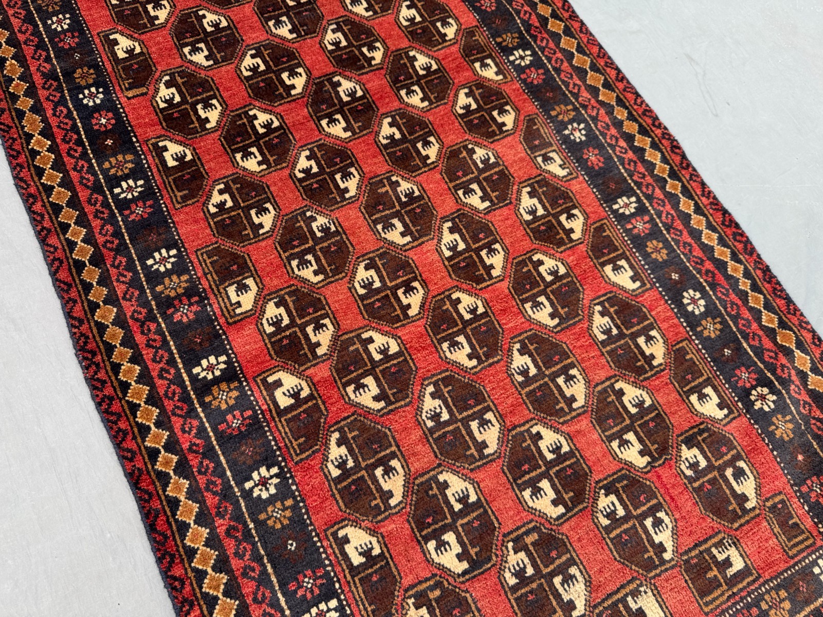 2’11 x 4’10 Ft Classic Afghan Bokhara Style Baluchi Rug– Hand Knotted Tribal Rug