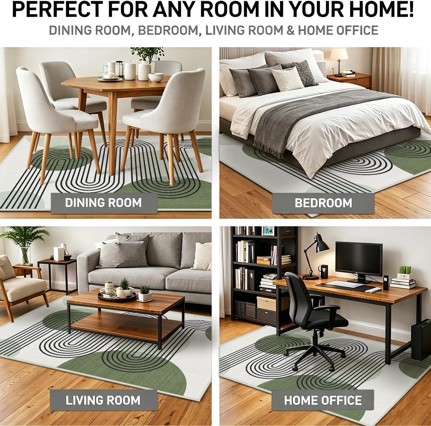 Sage Green and White Boho Area Rug for Bedroom or Entryway -3 X 5- Brand New!!