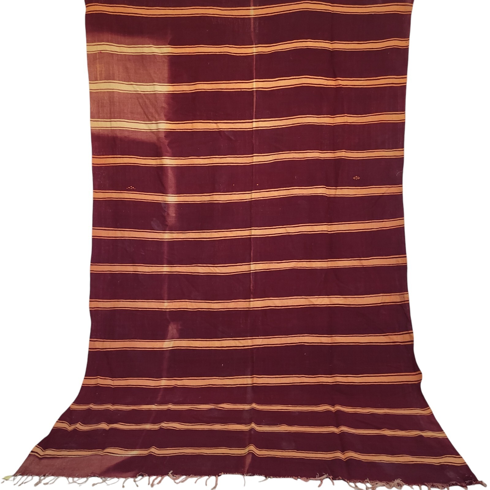 Vintage Handmade Moroccan Beni Ourain Rug Deep Maroon Authentic Fringe Carpet