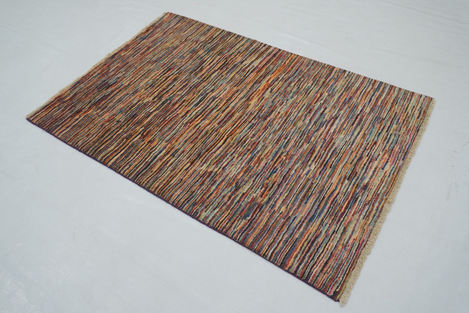 3×5 ft Multicolor Striped Gabbeh Afghan Hand Knotted Rug