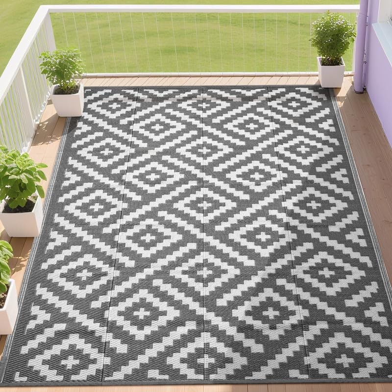 RURALITY Outdoor Rugs 8×10 Feet for Patios Clearance,Plastic Straw Waterproof…