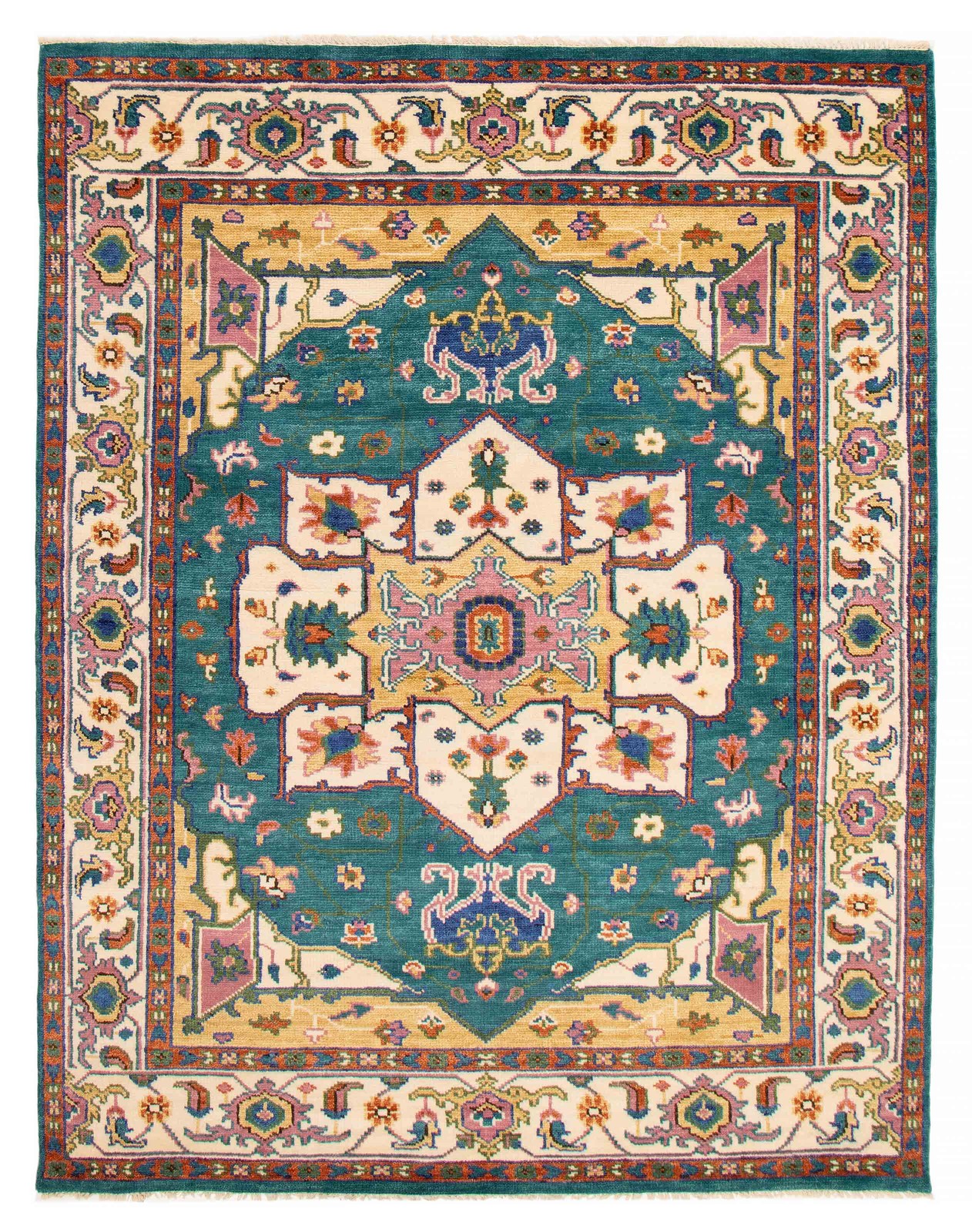 Vintage Teal Traditional 7’10” x 10’0″ Hand-Knotted Oriental Wool Area Rug