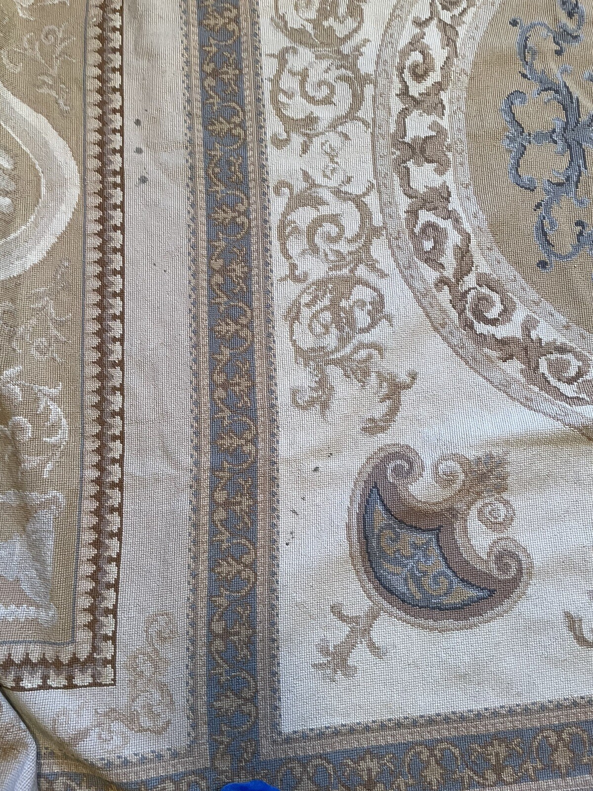 Hand Made French Aubusson Needlepoint Wool Rug 10 FT & 8 IN BY 8 FT Cream BEIGE