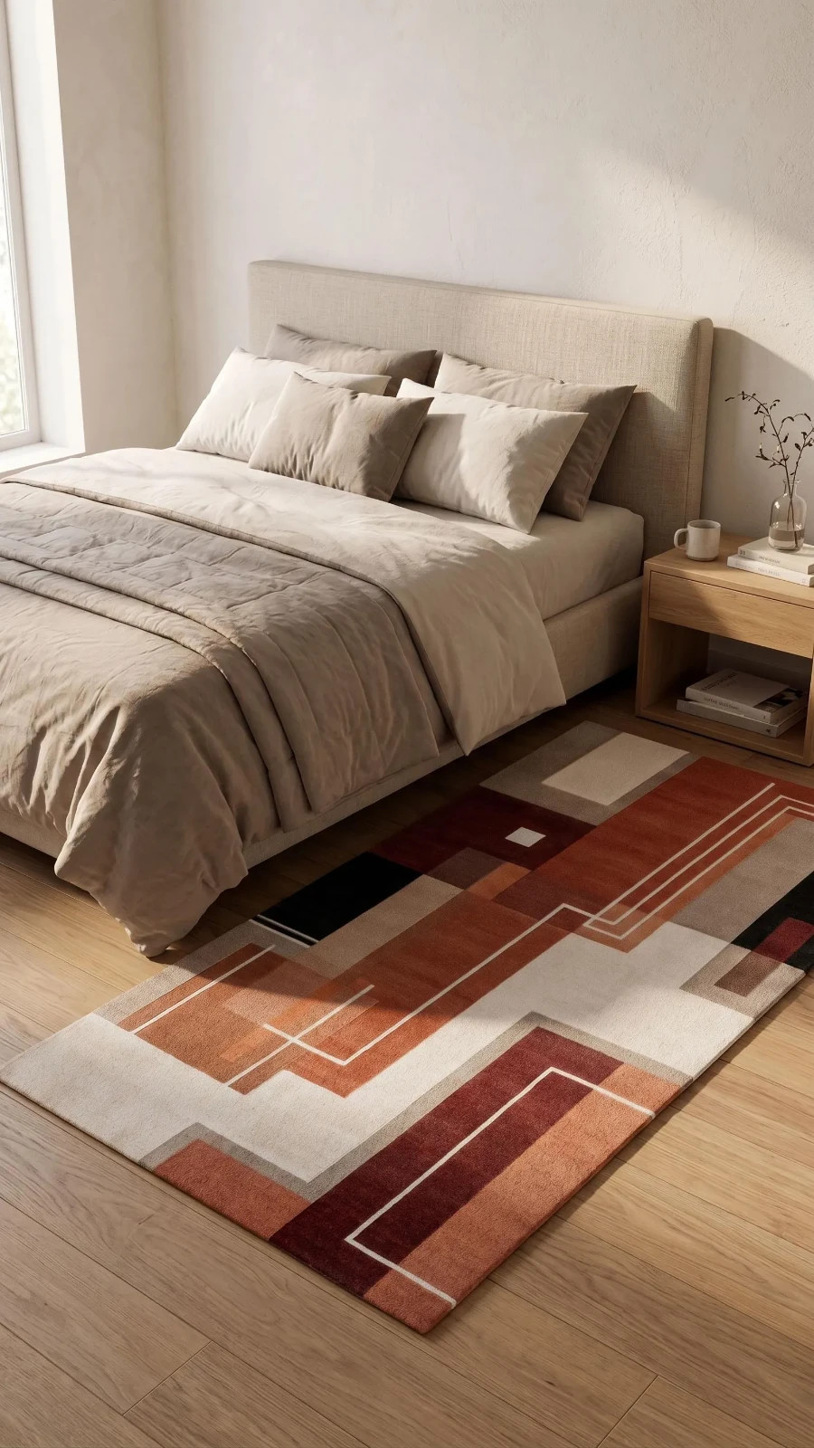Modern Geometric Hand Tufted Wool Cotton Terracotta Abstract Collection Carpet