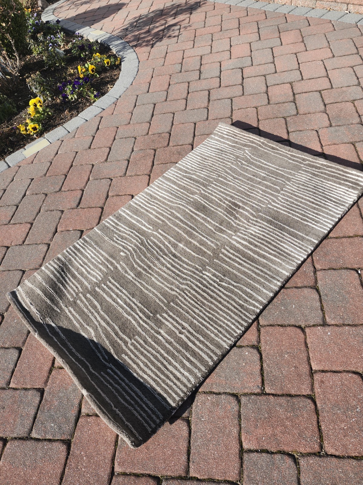 Wool Rug 3 X 5 Ft Annie Selke $325 Striae Brown Striped Modern 3×5 3′ X 5′