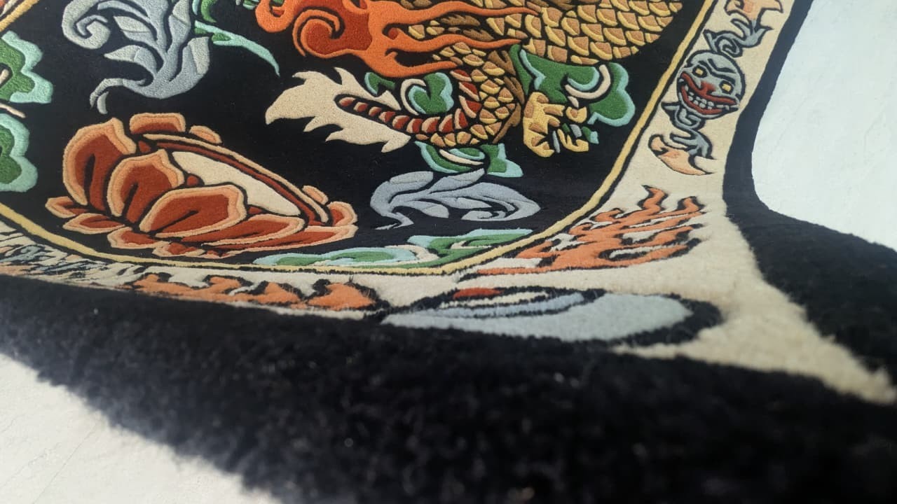 Japanese Irezumi Dragon Area Rug 5×8 Hand Tufted Wool Tattoo Style Oriental Rug