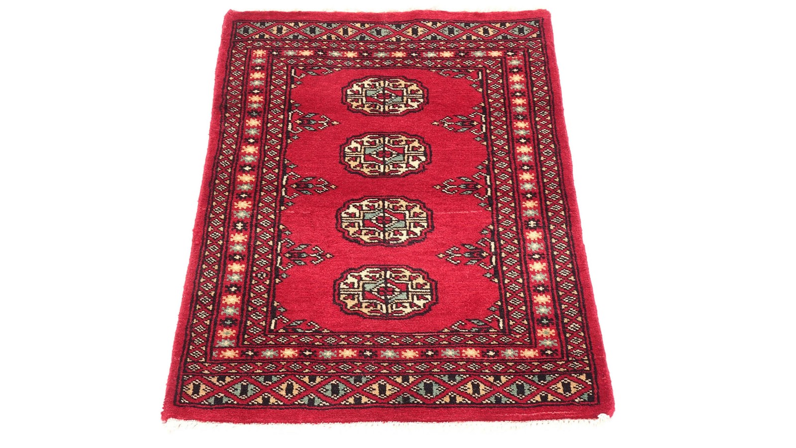 Pakistan Buchara Carpet 60X90 Hand-Knotted Red Geometric Oriental Short Pile