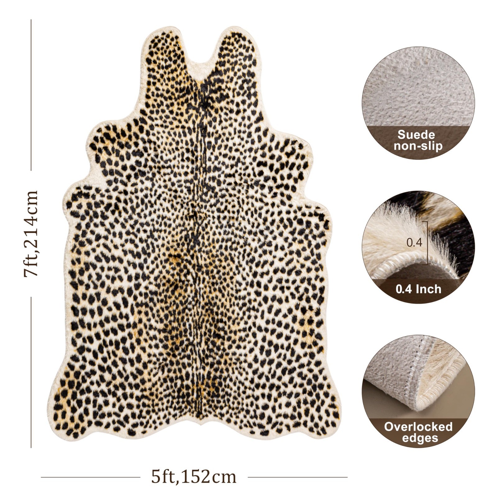 Cheetah Print Area Rug 5.2×7 – Faux Animal Skin, Leopard Design for Living Room