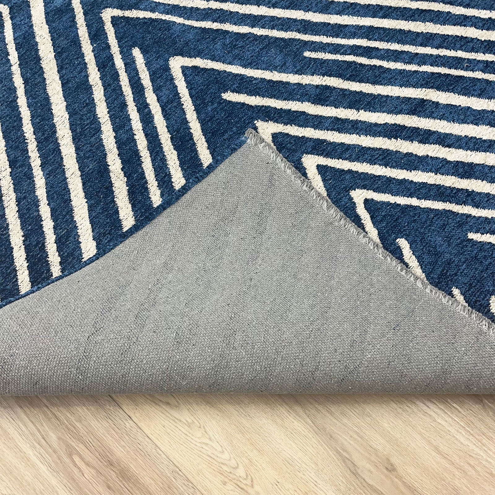Alfa Rich Geometric Navy Blue Cream Washable Area Rugs for Living Room Bedroom