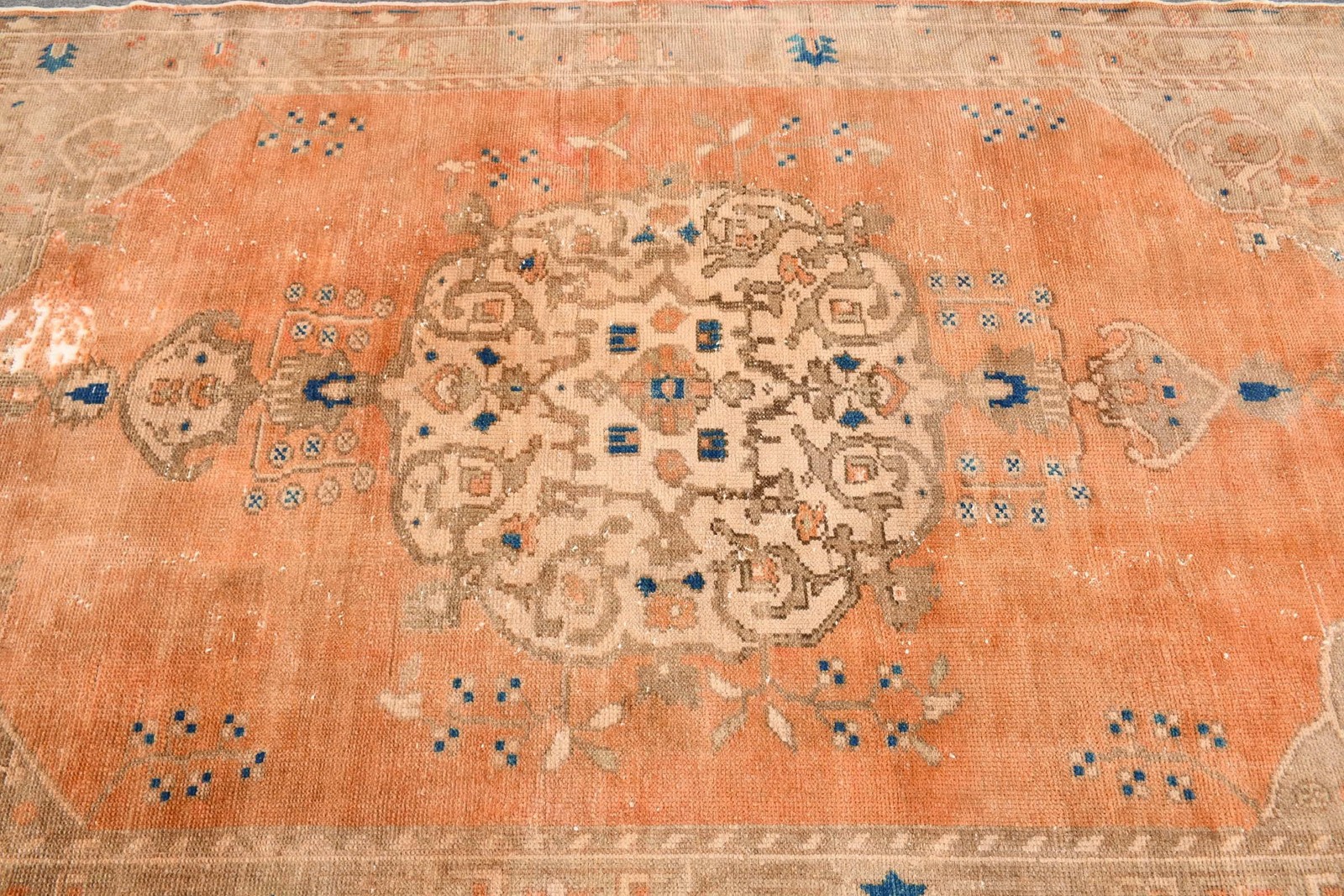 4,9×9,2 ft Vintage Turkish Rug, Large Rug, Orange Wool Rug