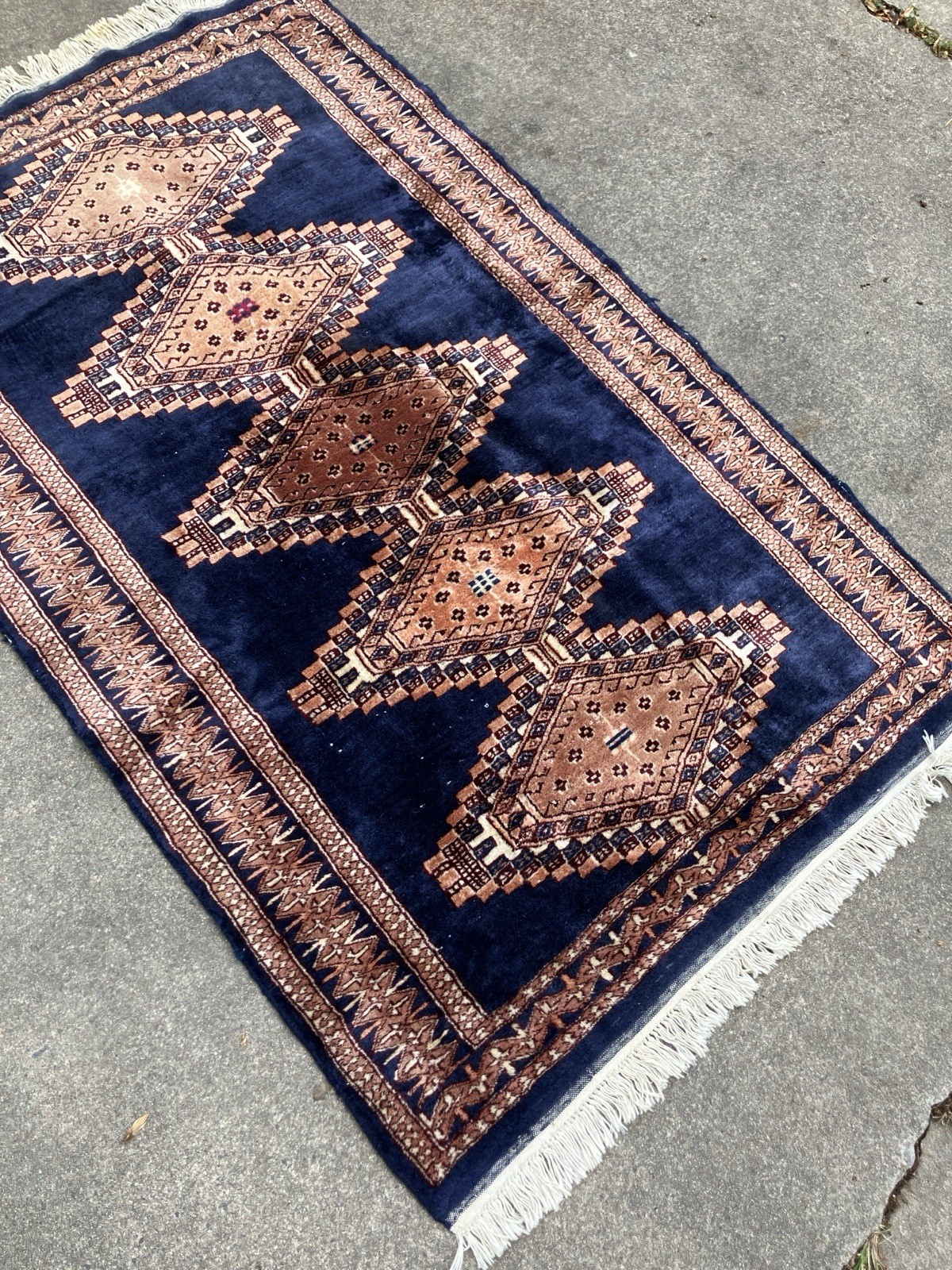 1970’s Bokhara Jaldar Rug Wool Tribal Hand-Knotted Oriental Carpet 37” X 61”