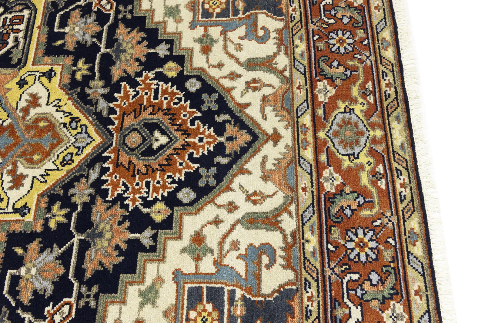8X10 ft Handmade Serapi Oriental Rug Floral Boho Farmhouse Style Wool Carpet