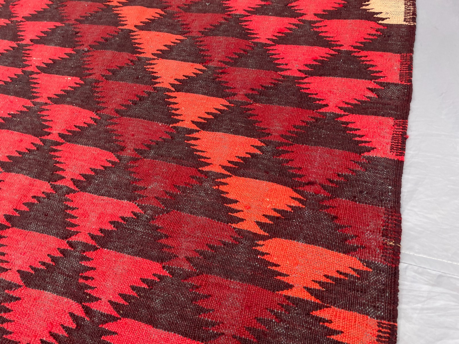 3’4 x 6’7 Ft Bold Afghan Ghalmori Tribal Kilim Rug Red Black Flatweave Carpet