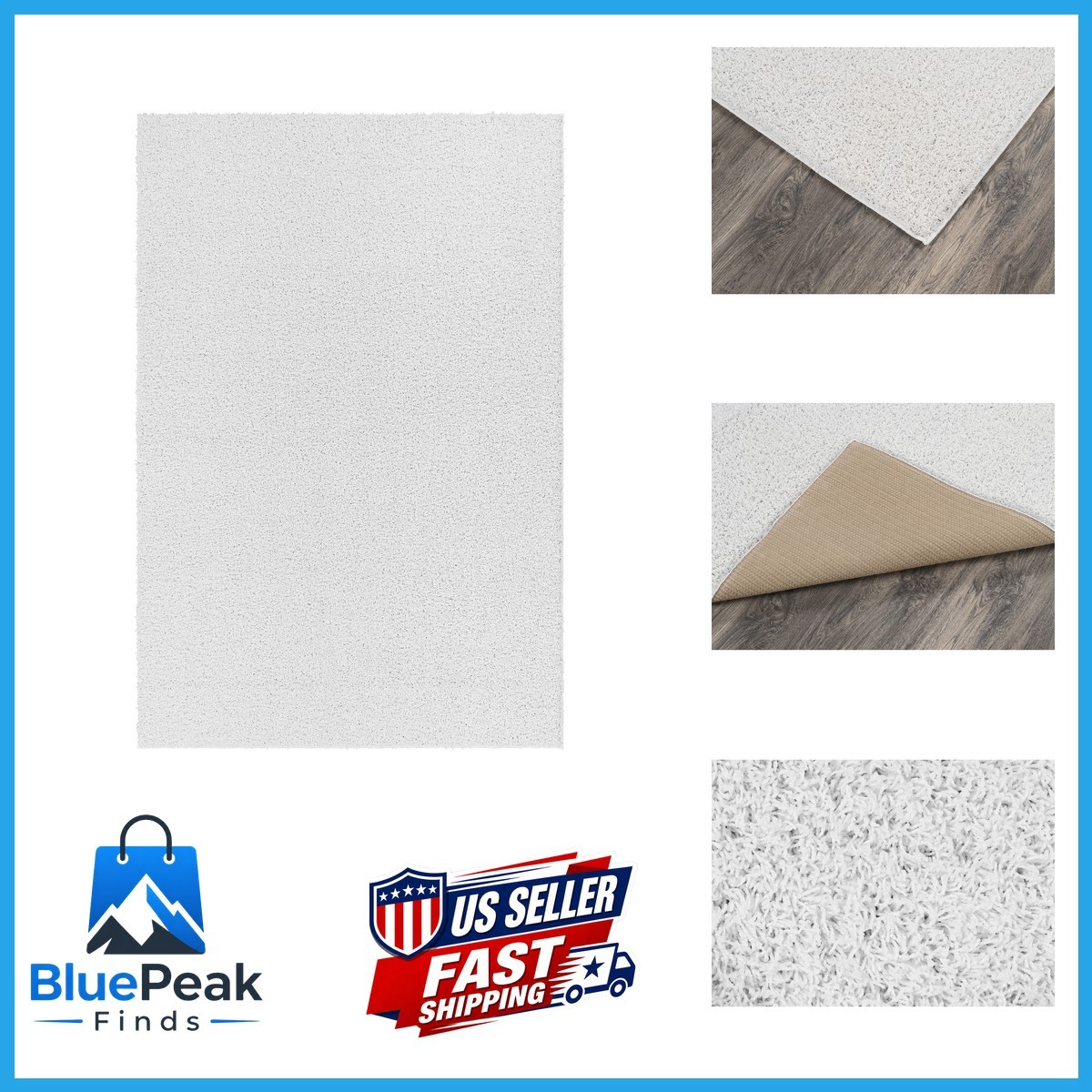 Garland Rug Southpointe 6 Ft. X 9 Ft. White Shag Area Rug- Ideal For Living For