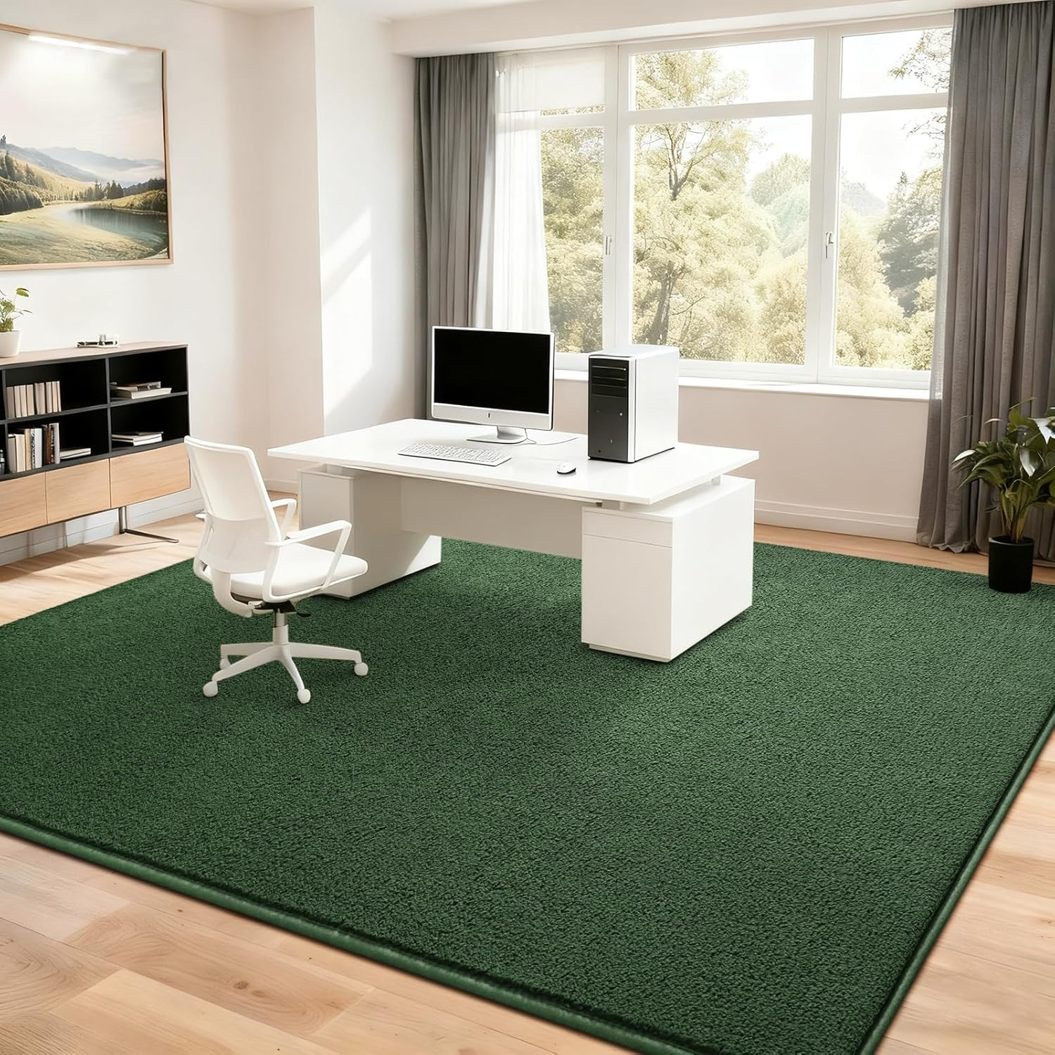 Nuttumico Large Modern Area Rugs for Bedroom Living Room, 4X6 Feet Dark Green Ru