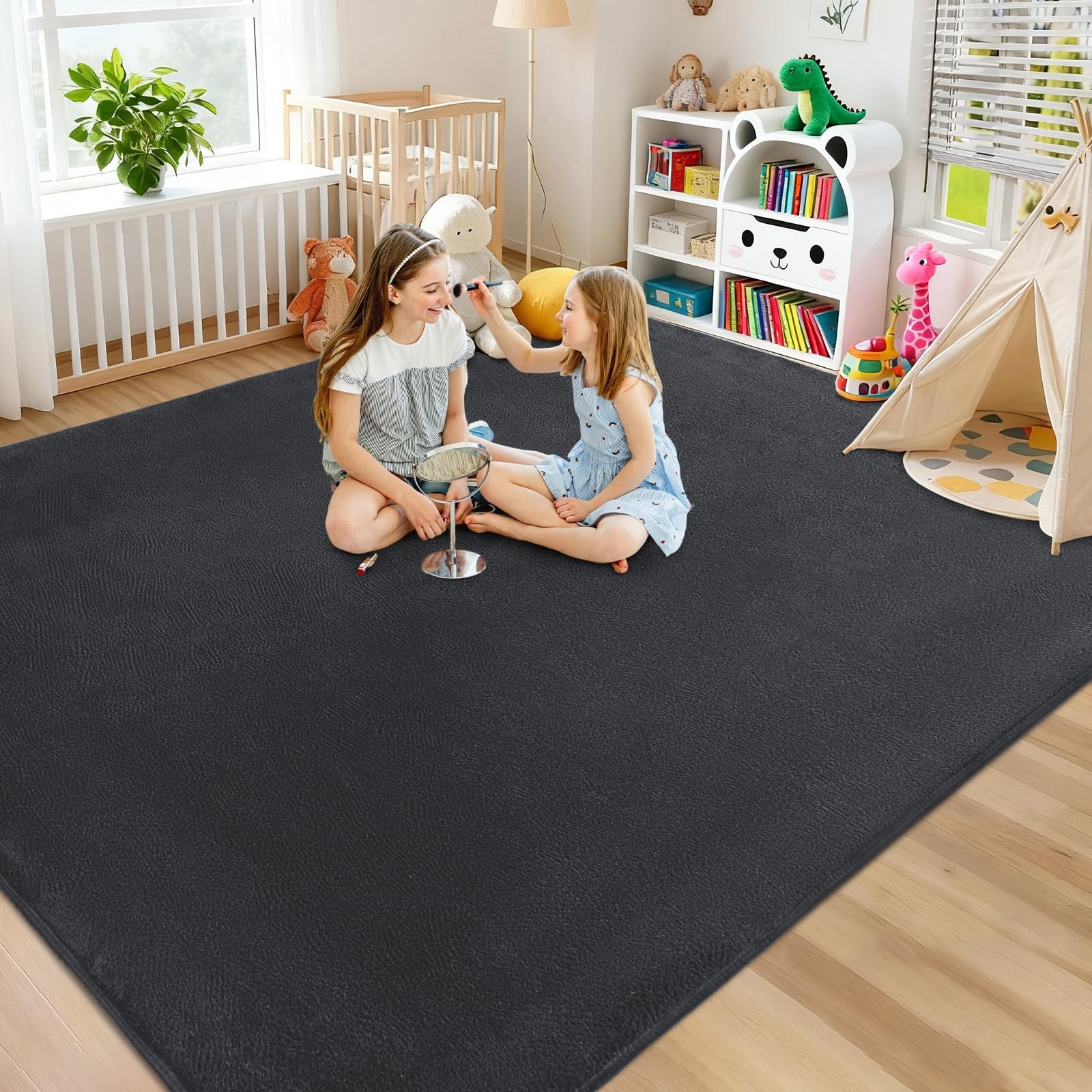 Large Area Rugs for Bedroom Living Room – 4×6 Feet Ultra Soft Dark Grey Rug T…