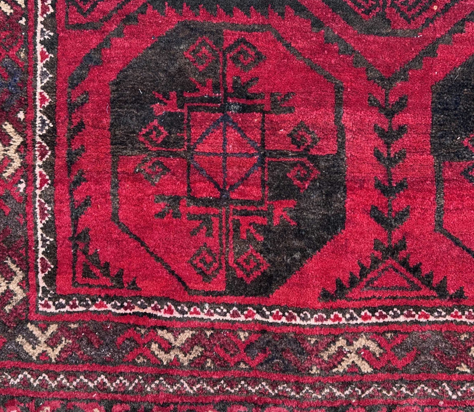 Kizil Ayak Ersari Turkmen Prayer Rug Hand Knotted Wool Vintage Red 3×4 Carpet