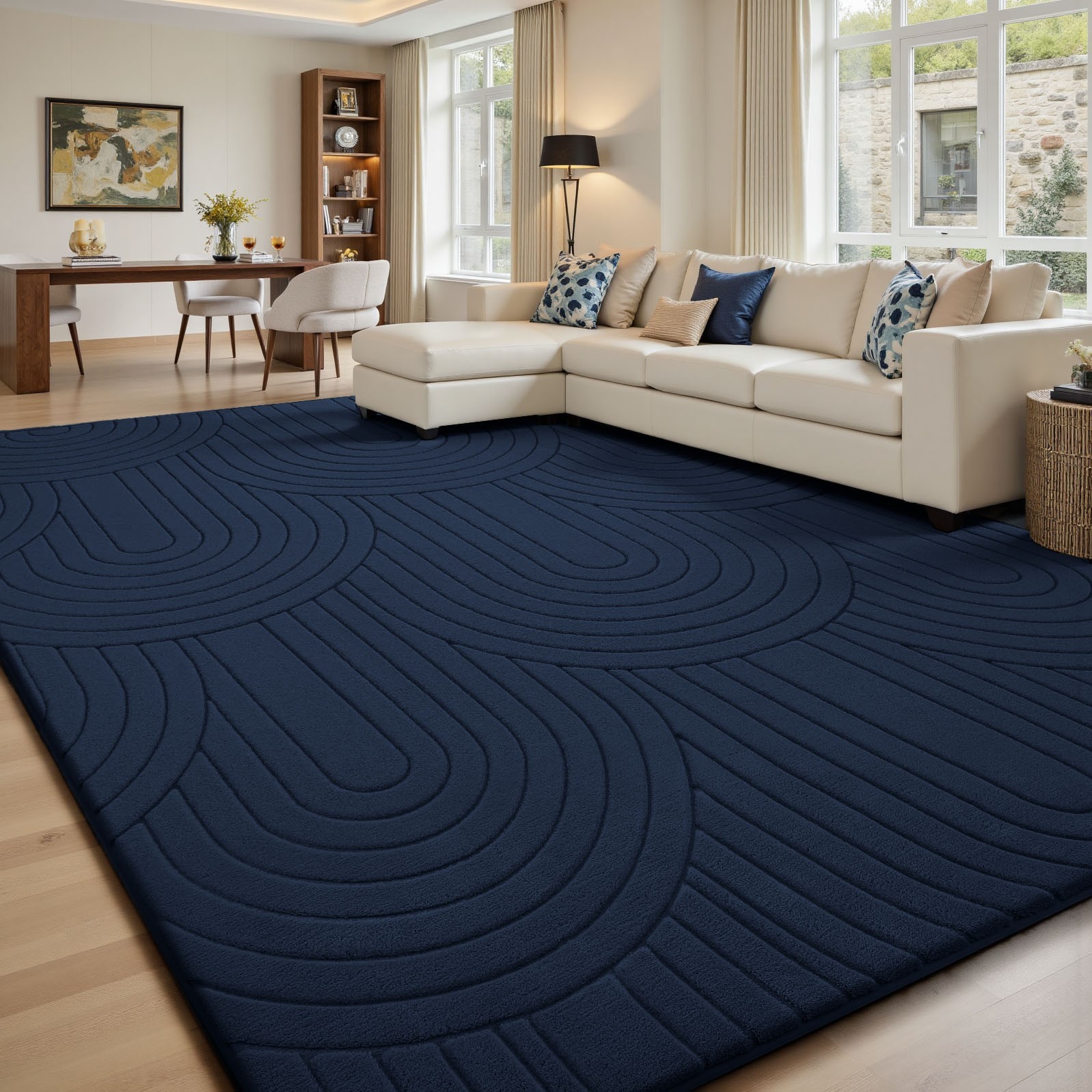 Fluffy Rainbow Plush Shag Area Rug Large Non-Slip Bedroom Rug