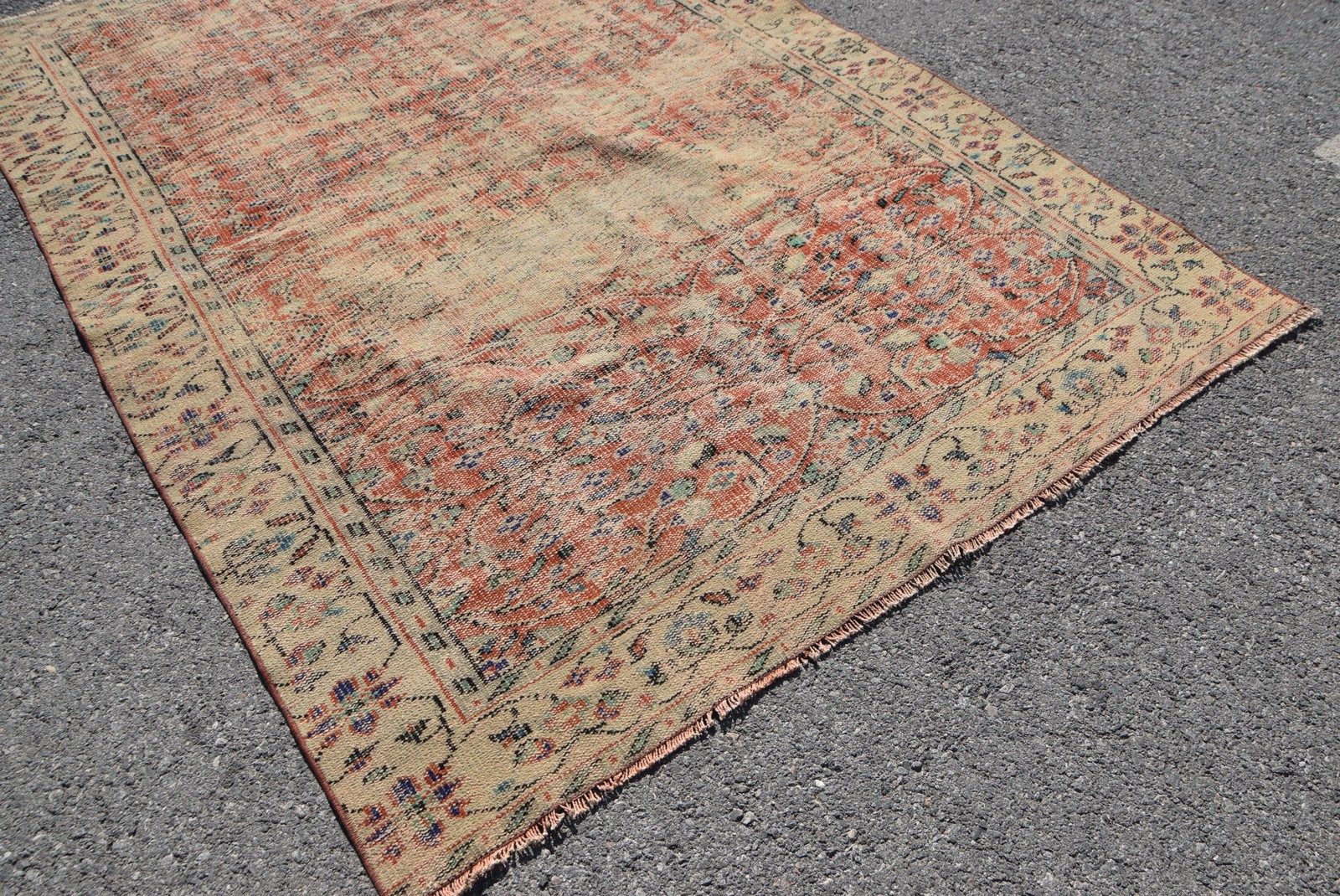 5,8×8,7 ft Rug, Turkish Vintage Rug, Red Animal Print Rug