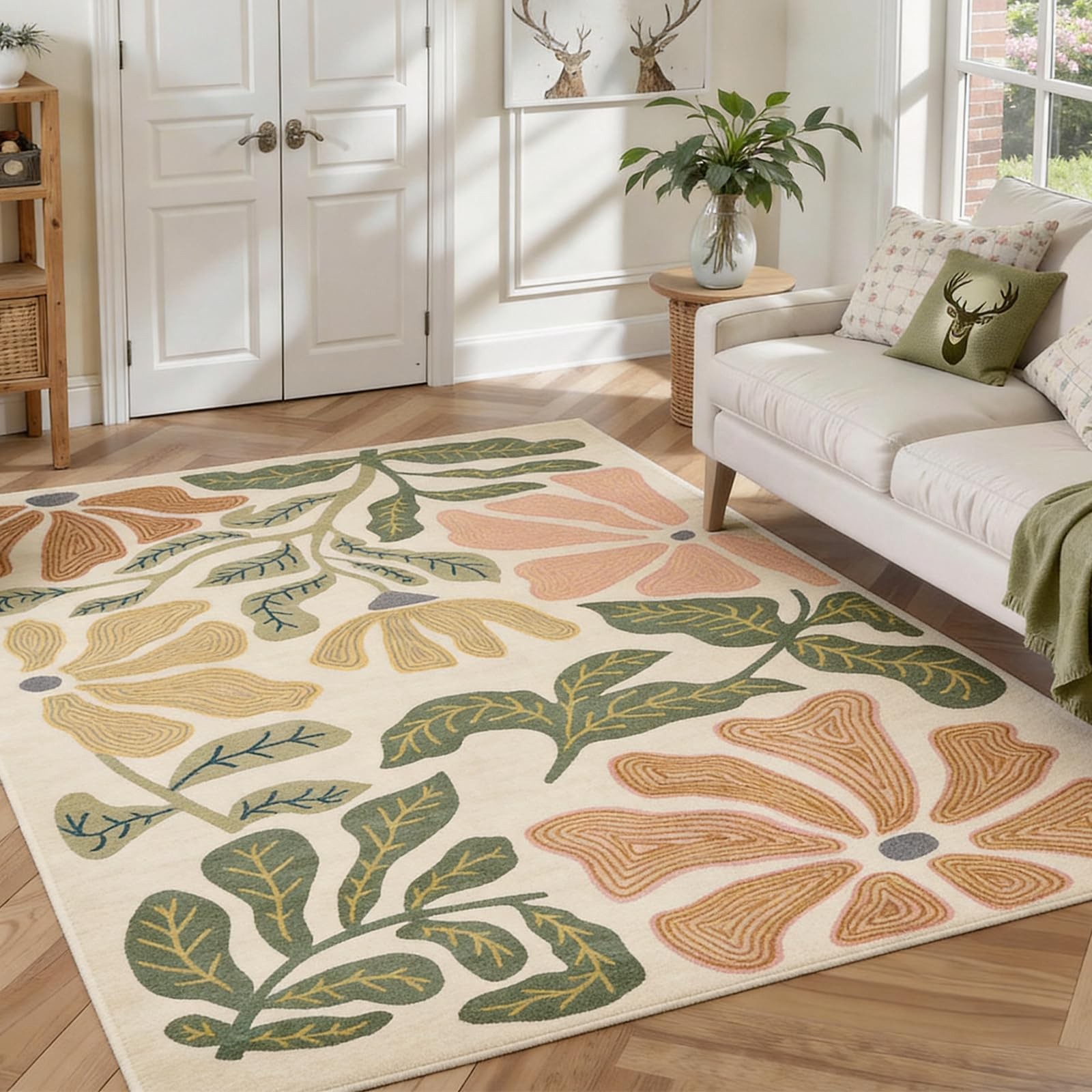 8×10 Area Rug for Living Room,Washable Large Area Rug Non-Slip TPR Backing, L…