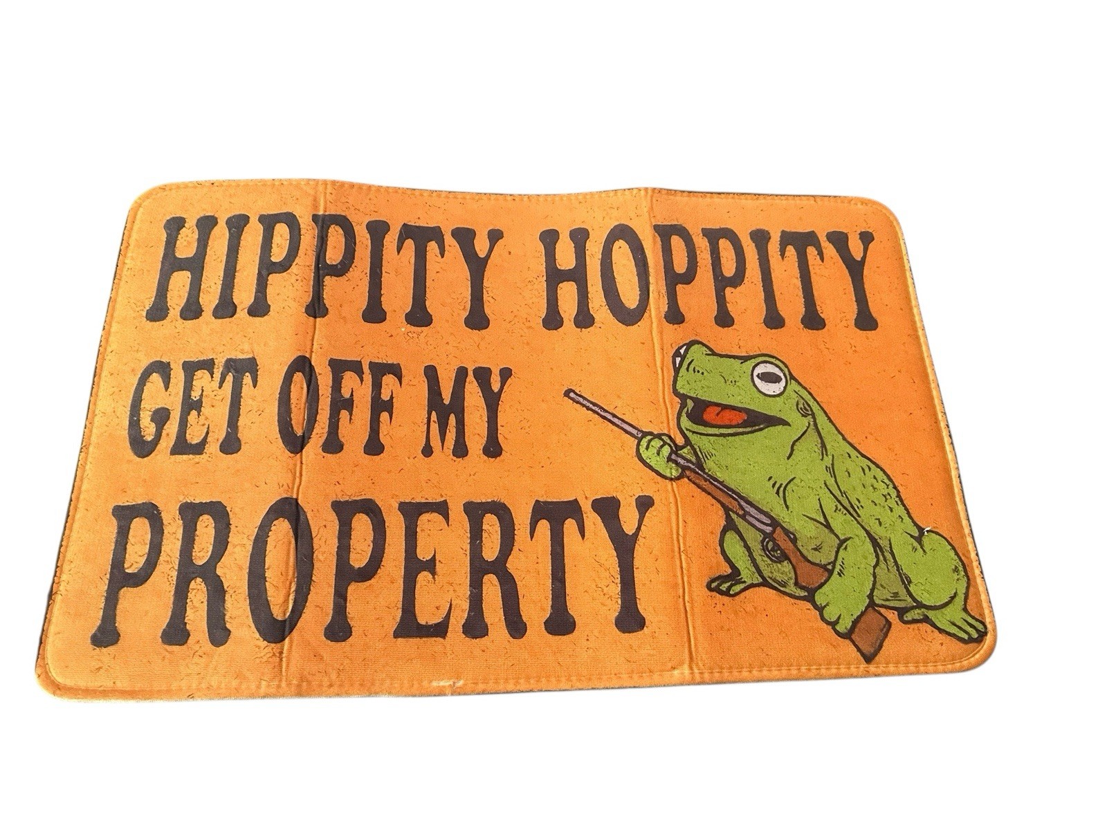 NEW novelty home decor rug frog pew hippity hoppity get off my property padded