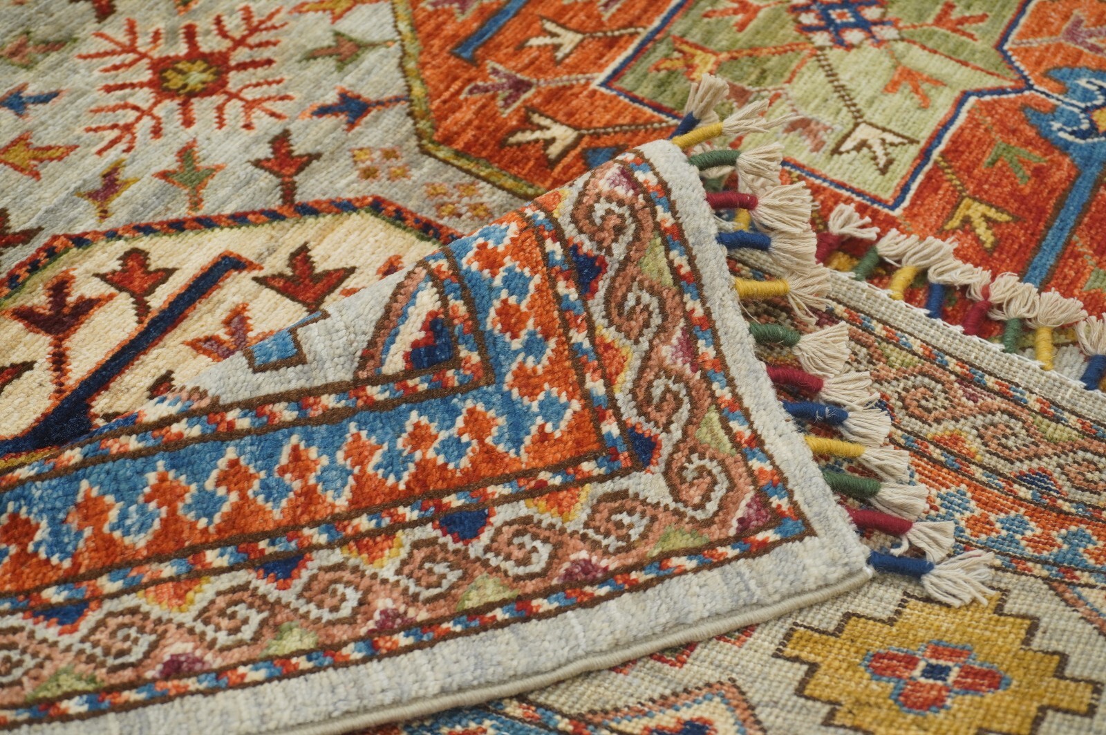 8 x 10 ft Taupe Gray Ersari Afghan Hand Knotted Veg dyes Wool Tribal Area Rug