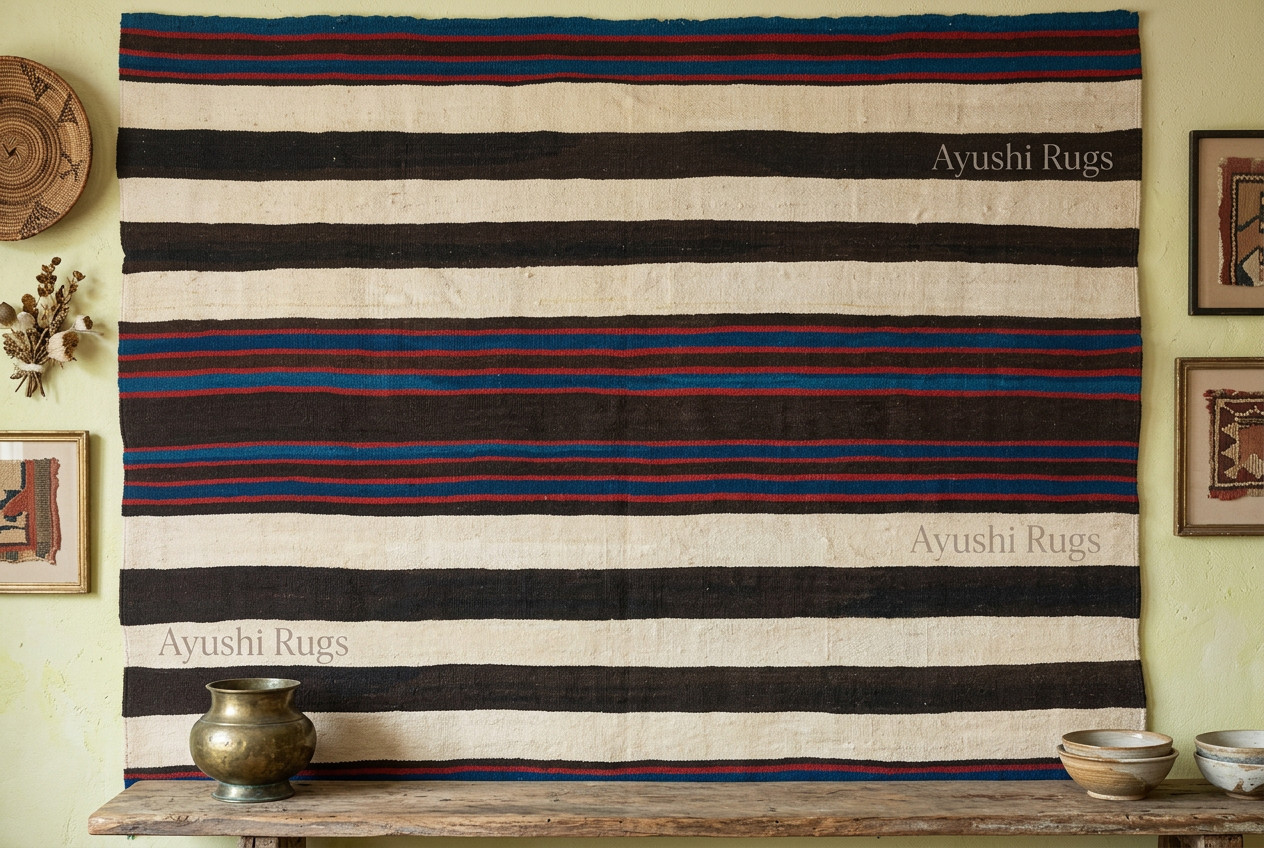 Navajo Chief’s Blanket Rug Southwestern Wool Rug Native American Rug, 4.5×8 ft