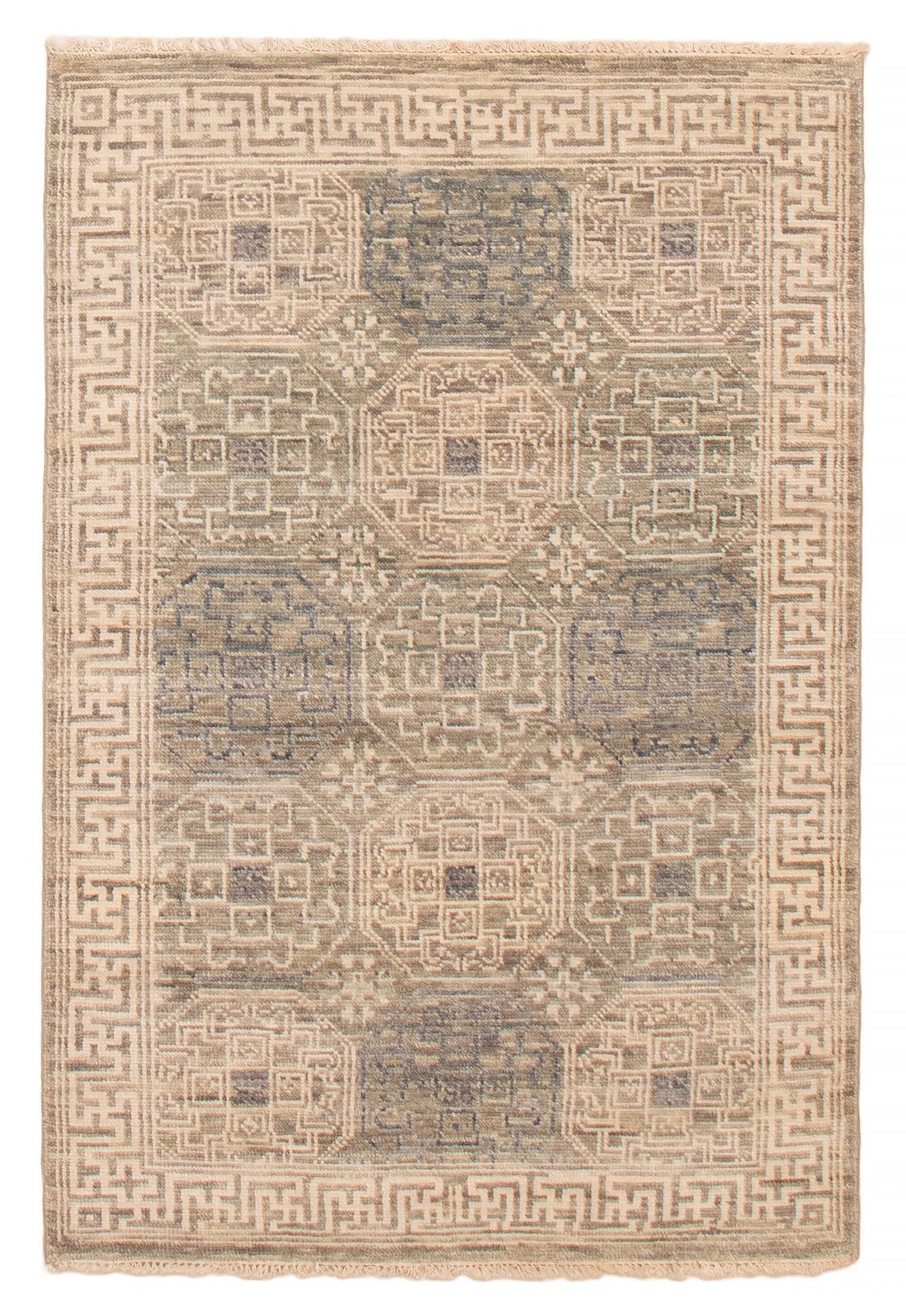 Traditional Hand-Knotted Geometric Area Rug 4’0″ x 6’0″ Oriental Wool Carpet