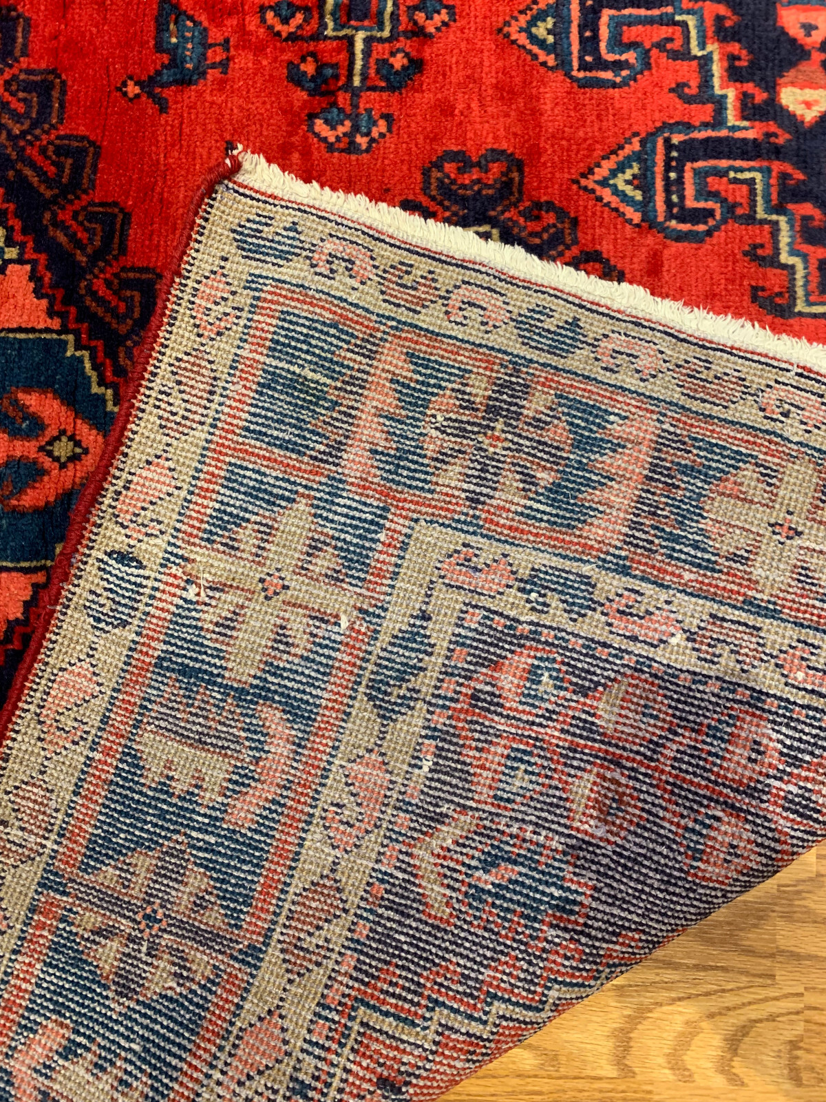5.3x 6.10 ft Vintage Tribal Geometric Navy 100% Wool Vegetable Dye Rug
