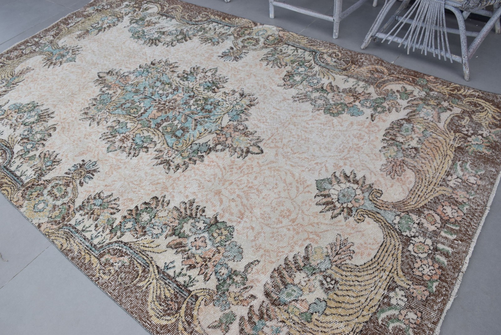 5,7×9,7 ft Large Vintage Rug, Brown Southwestern Turkish Rug